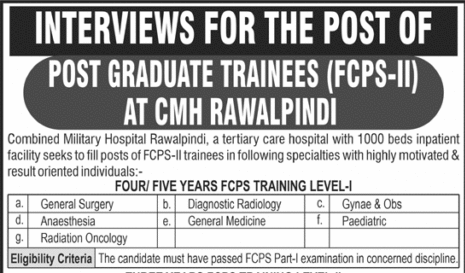 CHM Jobs 2020 Rawalpindi