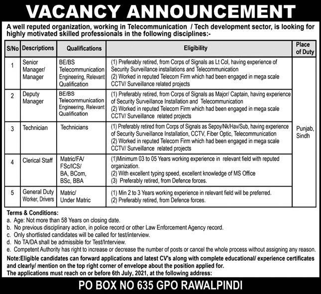 Rawalpindi Jobs 2021