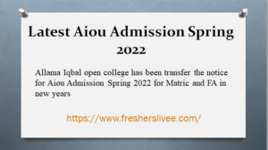 Latest Aiou Admission Spring 2022