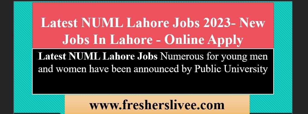 Latest NUML Lahore Jobs