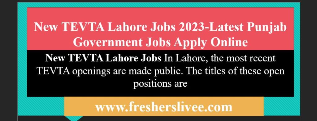 New TEVTA Lahore Jobs